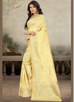 Splendid Yellow Embroidered Traditional Designer Saree