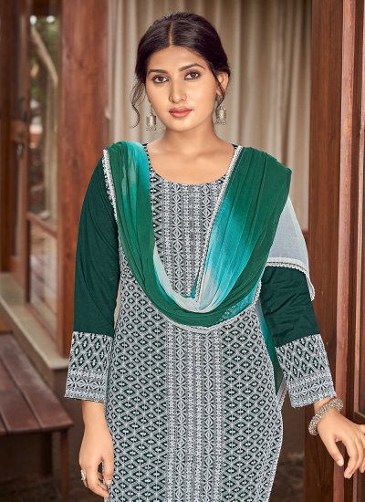 Staggering Green Festival Readymade Salwar Suit