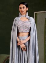 Staggering Imported Grey Mirror Classic Saree