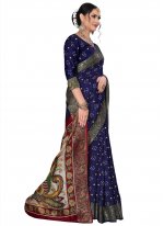 Staggering Printed Blue Fancy Fabric Traditional Designer Saree
