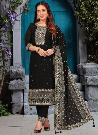 Staggering Silk Embroidered Salwar Suit