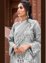 Sterling Grey Embroidered Net Designer Pakistani Suit