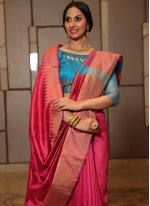Sterling Woven Pink Raw Silk Traditional Designer Saree