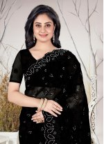 Stone Net Traditional Saree in Black