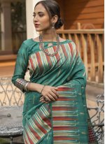 Strange Fancy Sea Green Tussar Silk Designer Traditional Saree