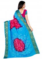 Strange Patch Border Firozi and Rani Art Silk Designer Traditional Saree