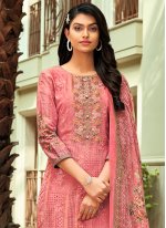 Strange Pink Resham Cotton Designer Pakistani Salwar Suit