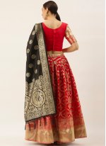 Strange Weaving Red Banarasi Silk Lehenga Choli