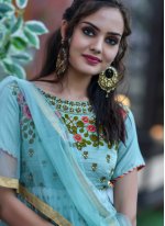 Striking Embroidered Multi Colour Chanderi Floor Length Anarkali Salwar Suit