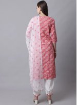 Striking Printed Pink Cotton Readymade Salwar Suit