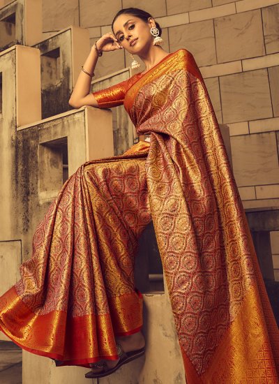 Striking Weaving Banarasi Silk Saree