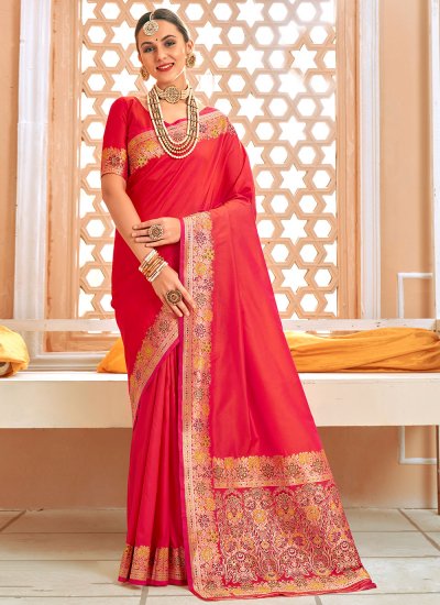 Stunning Border Silk Red Designer Saree