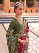 Stunning Green and Maroon Patola Silk  Trendy Saree