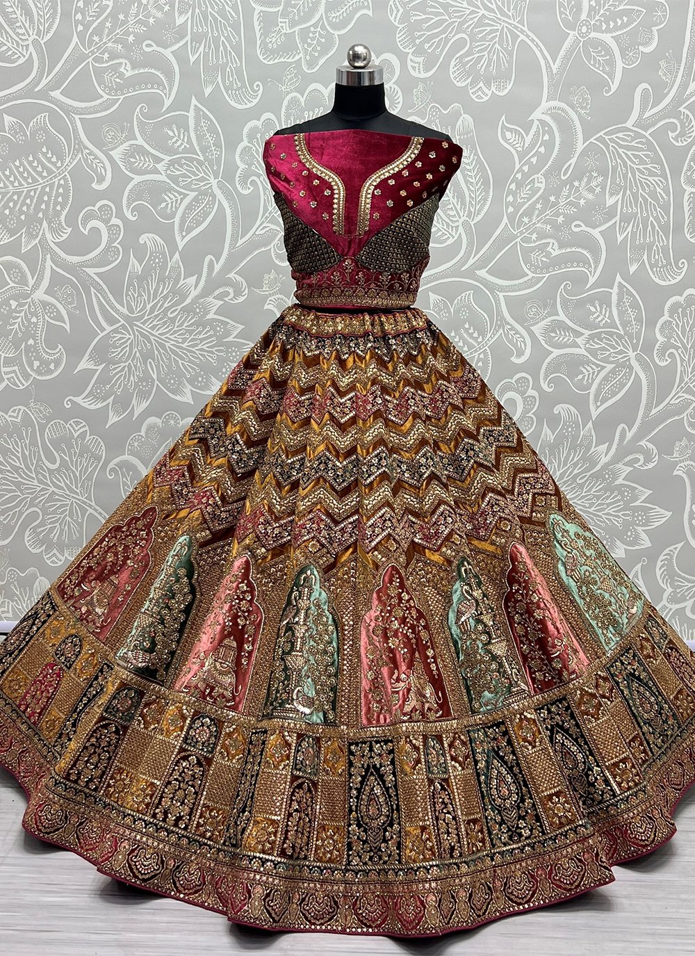 Multicolor best sale bridal lehenga