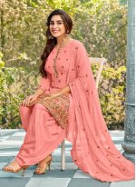 Stunning Sequins Pink Georgette Patiala Salwar Kameez