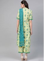 Stupendous Cotton Green Print Readymade Suit