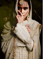 Stupendous Embroidered Cream Designer Pakistani Suit 