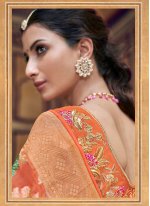 Stupendous Orange Art Silk Designer Traditional Saree