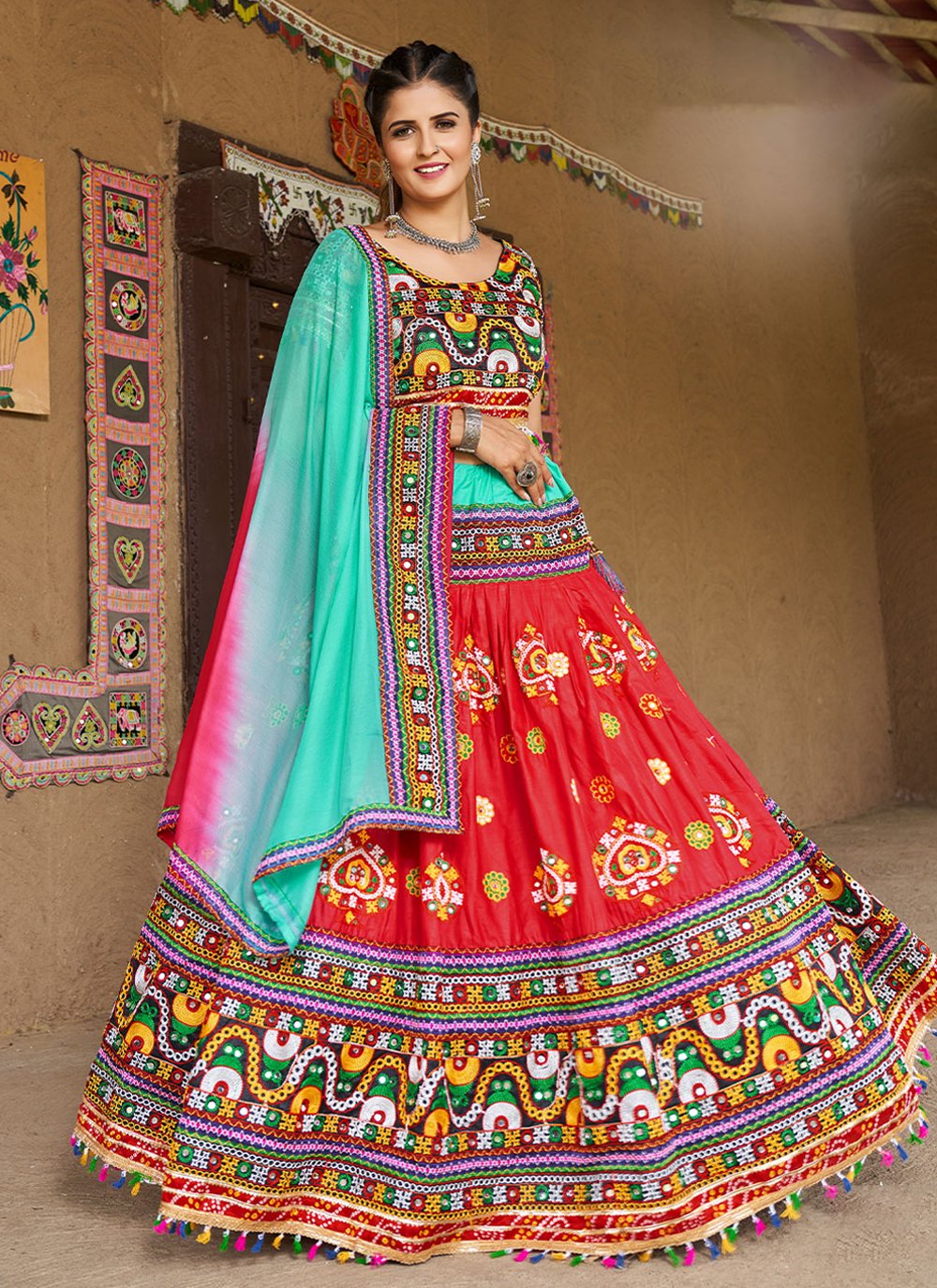 Buy Apratim Women Cotton Bandhani Printed Rajasthani Flared Lehenga with  Dupatta and Blouse Online at Low Prices in India - Paytmmall.com