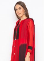 Stylish Georgette Red Sequins Designer Straight Suit
