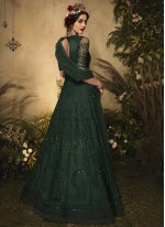 Stylish Green Net Floor Length Anarkali Suit
