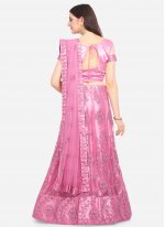 Stylish Hot Pink Embroidered Net Lehenga Choli