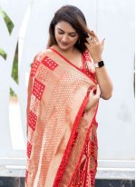 Stylish Pure Silk Bandhej Traditional Saree