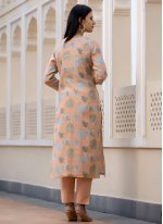 Stylish Sequins Peach Silk Readymade Salwar Suit