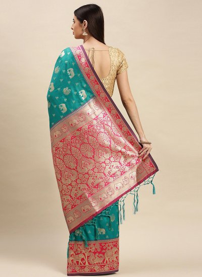 Stylish Weaving Rama Banarasi Silk Traditional Designer Saree