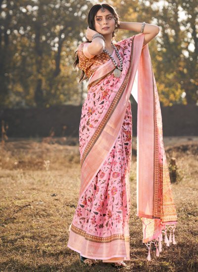 Suave Pink Cotton Classic Saree