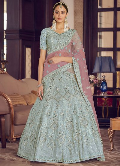 Suave Turquoise Wedding Designer Lehenga Choli