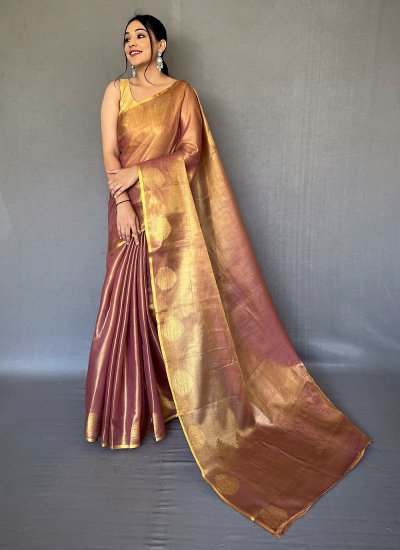 Suave Weaving Silk Brown Trendy Saree