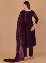 Subtle Jacquard Lace Wine Salwar Suit