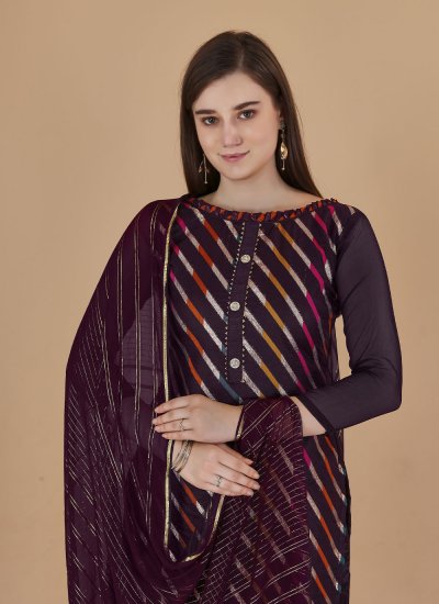 Subtle Jacquard Lace Wine Salwar Suit