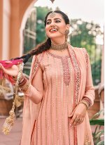 Subtle Pink Embroidered Faux Georgette Designer Pakistani Salwar Suit