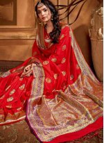 Sumptuous Silk Red Designer Saree