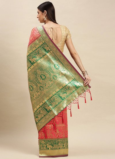 Sunshine Banarasi Silk Pink Traditional Designer Saree