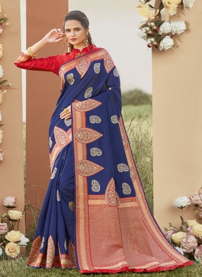 Sunshine Blue Woven Traditional Designer Saree