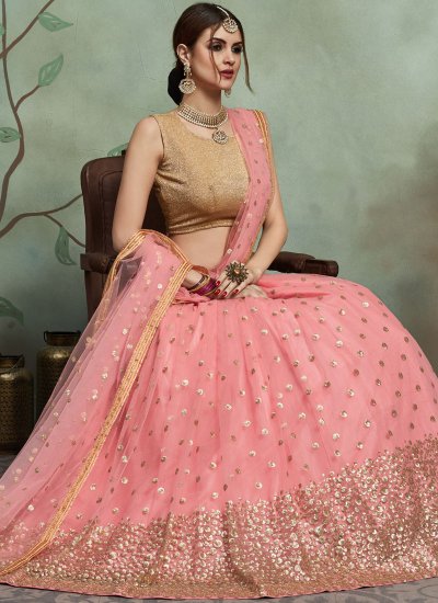 Sunshine Pink Wedding Trendy Lehenga Choli