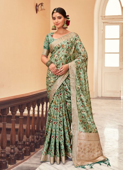 Sunshine Weaving Green Designer Traditional Saree