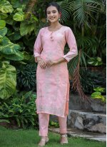 Superlative Silk Pink Readymade Salwar Kameez