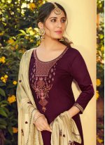 Surpassing Cotton Silk Purple Print Patiala Suit