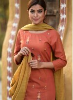 Surpassing Embroidered Orange Readymade Suit 