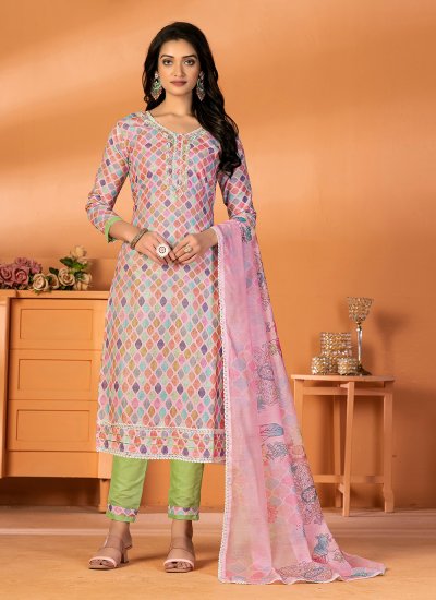 Rani pink double layer straight suit with dhoti pants and shaded dupatta  KALKI Fashion India