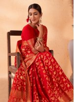 Surpassing Red Georgette Traditional Saree