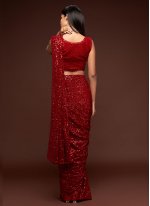 Surpassing Sequins Red Classic Designer Saree