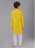 Surpassing Yellow Georgette Sequins Kurta Pyjama
