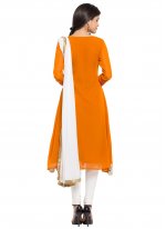 Swanky Mustard Printed Faux Georgette Readymade Anarkali Salwar Suit