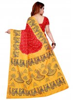 Tafeta Silk Print Traditional Designer Saree in Red