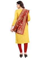 Tafeta Silk Yellow Churidar Designer Suit